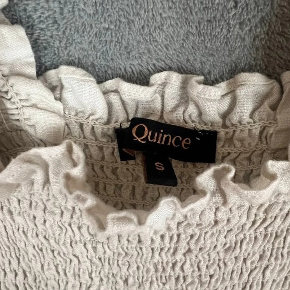 Quince 100% European Linen Smocked Midi Dress Womens S Tiered Boho Cottagecore - Picture 3 of 11